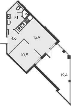 2-комн., 38.1 м²