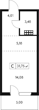 Студия, 30.25 м²