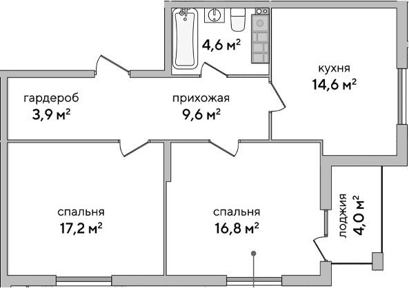 2-комн., 66.7 м²