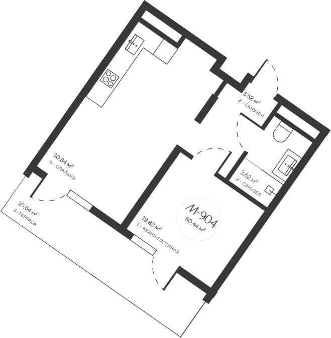 2-комн., 39.8 м²
