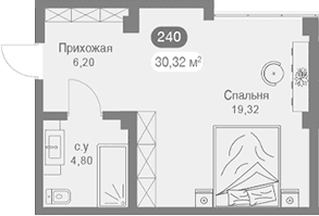 Студия, 37.49 м²