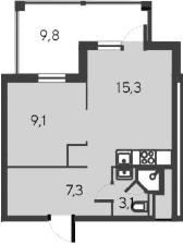 2-комн., 34.8 м²