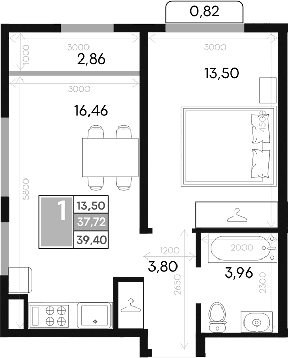 1-комн., 37.72 м²