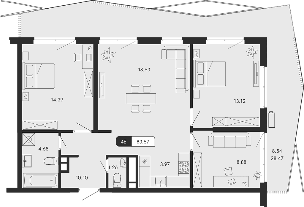 4-комн., 75.03 м²