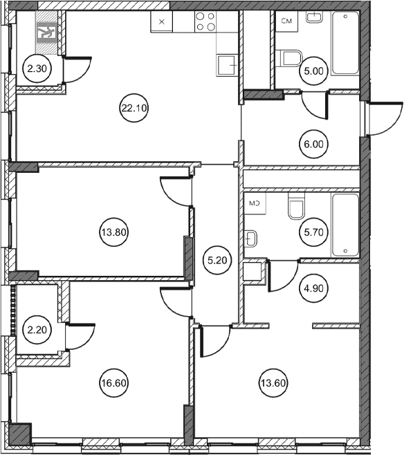 3-комн., 92.65 м²