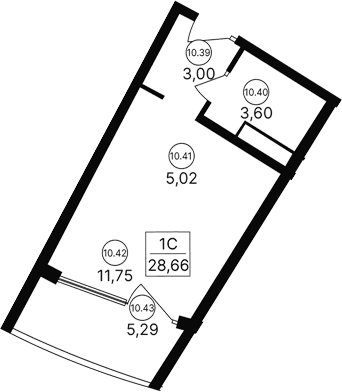 Студия, 23.37 м²