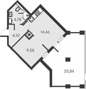 2-комн., 33.14 м²