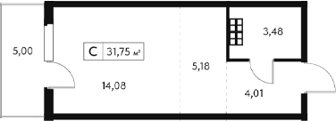 Студия, 26.75 м²