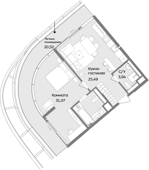 2-комн., 60.5 м²