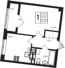 1-комн., 31.72 м²