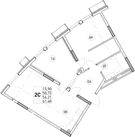 1-комн., 50.73 м²