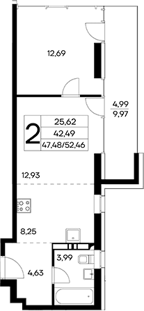 2-комн., 47.47 м²