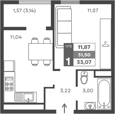 1-комн., 29.93 м²