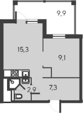 2-комн., 34.6 м²