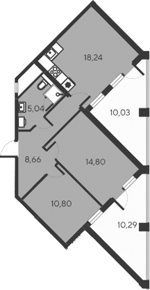 3-комн., 57.54 м²