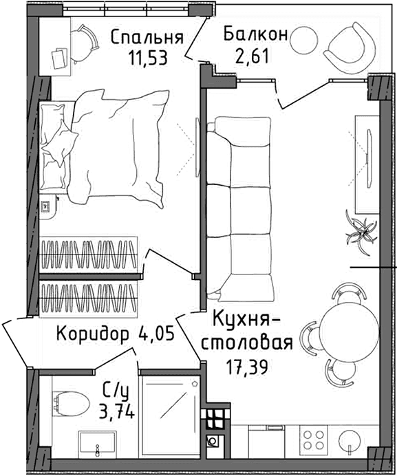 2-комн., 36.71 м²