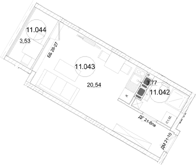 Студия, 24.31 м²