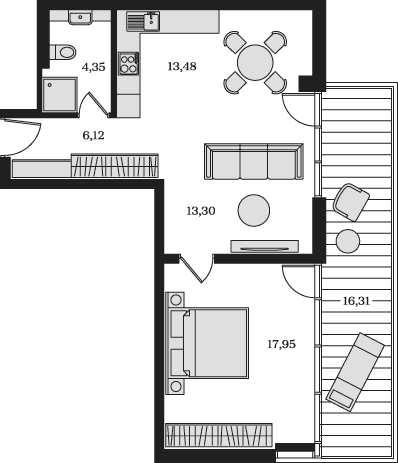 2-комн., 55.2 м²