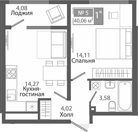 1-комн., 35.98 м²