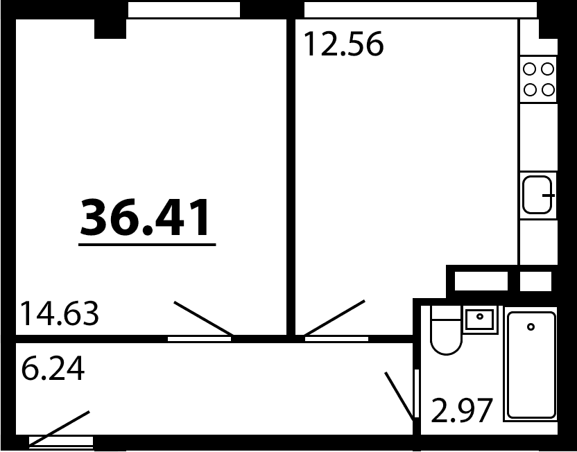 1-комн., 36.41 м²