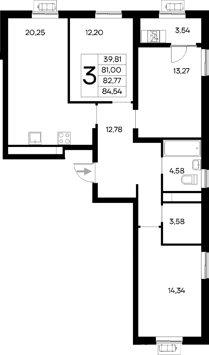 3-комн., 81 м²