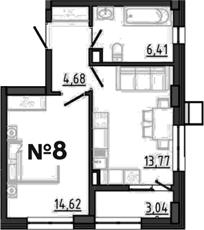 1-комн., 39.48 м²