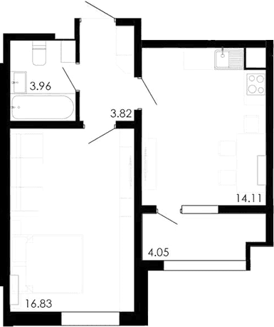 1-комн., 38.72 м²