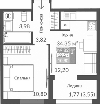 2-комн., 30.8 м²