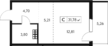Студия, 26.52 м²