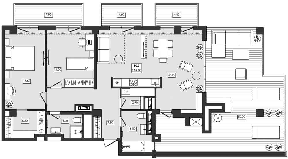 2-комн., 97.5 м²