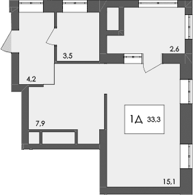 1-комн., 30.7 м²