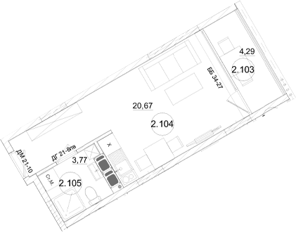 Студия, 24.44 м²