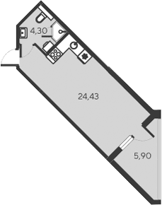 Студия, 28.73 м²