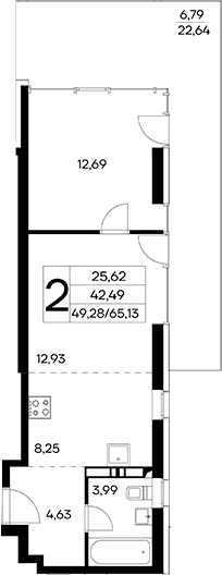 2-комн., 58.34 м²