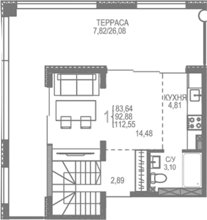 1-комн., 104.1 м²