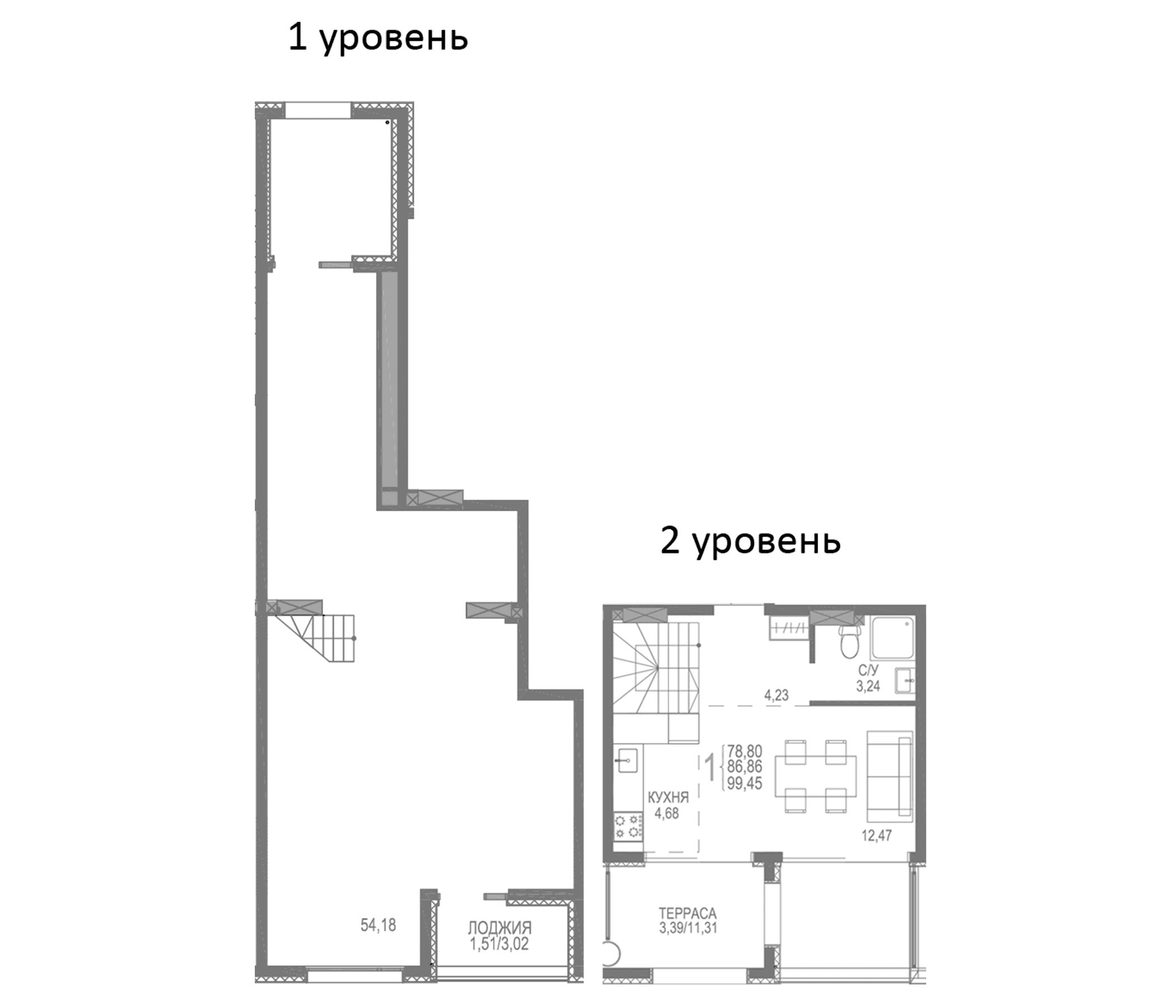1-комн., 94.55 м²