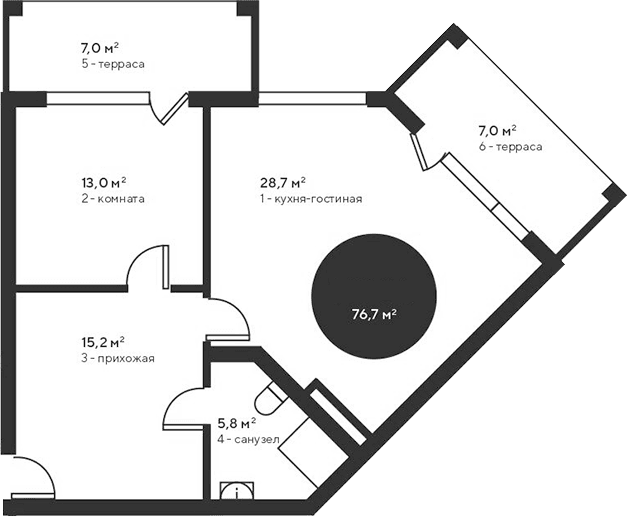 2-комн., 62.7 м²