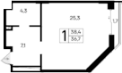 Студия, 36.7 м²