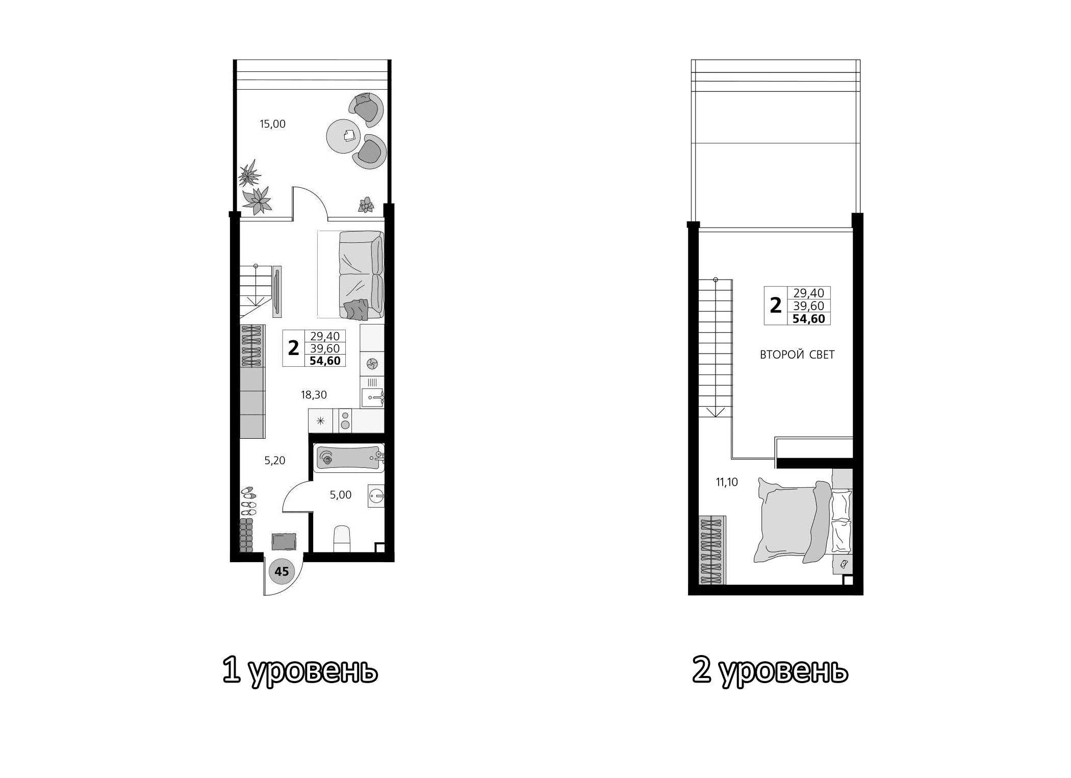 2-комн., 39.6 м²