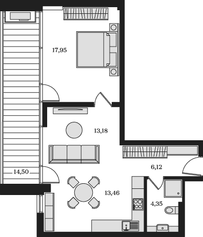 2-комн., 55.06 м²