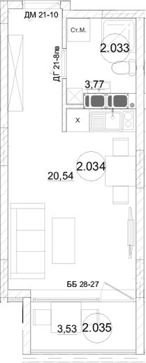 Студия, 24.31 м²