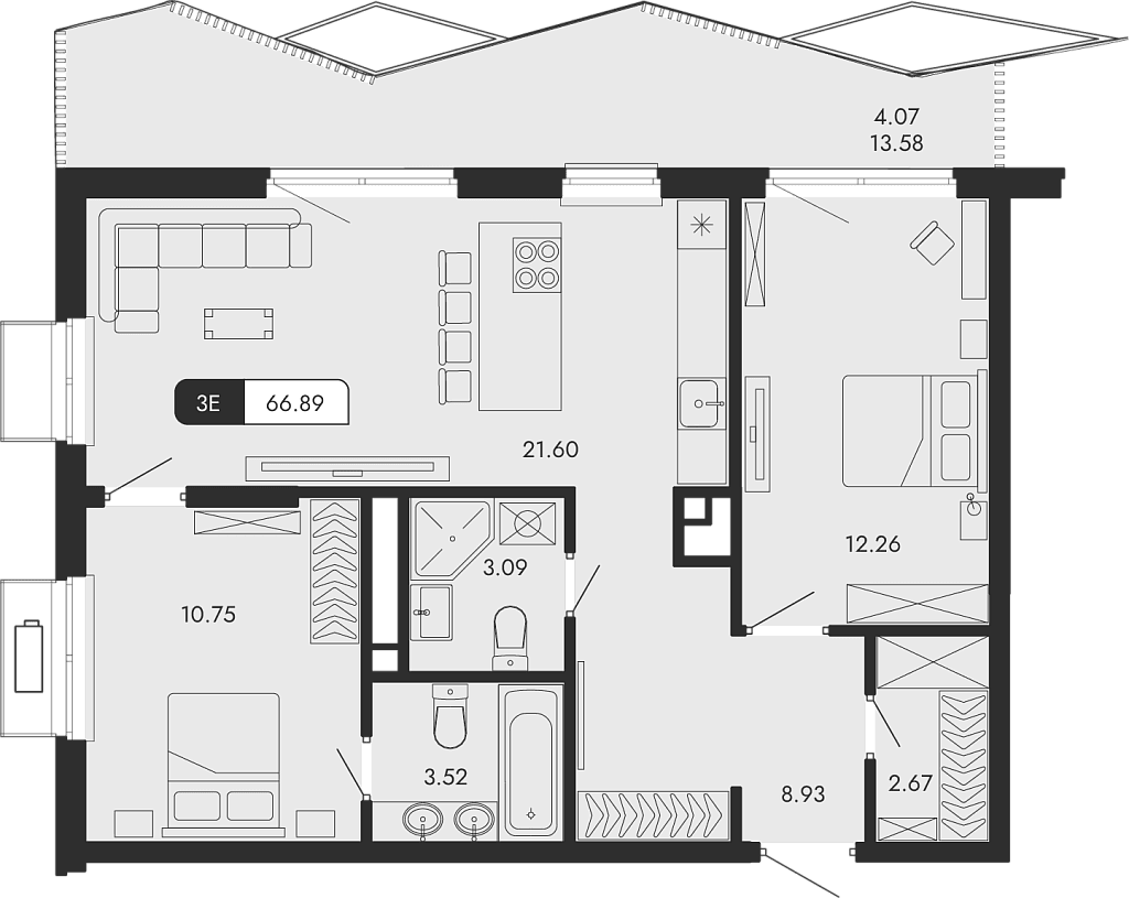 3-комн., 62.82 м²
