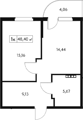 1-комн., 47.18 м²