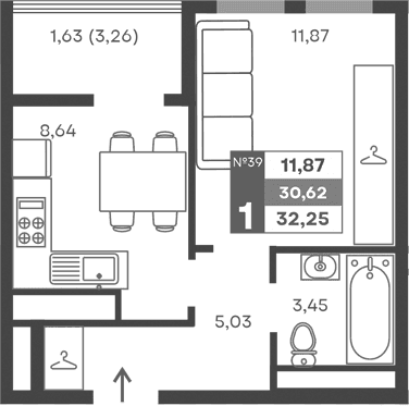 1-комн., 28.99 м²