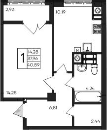 1-комн., 37.96 м²