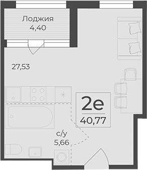 Студия, 36.37 м²