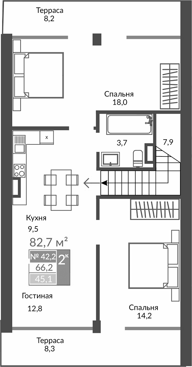 3-комн., 66.1 м²