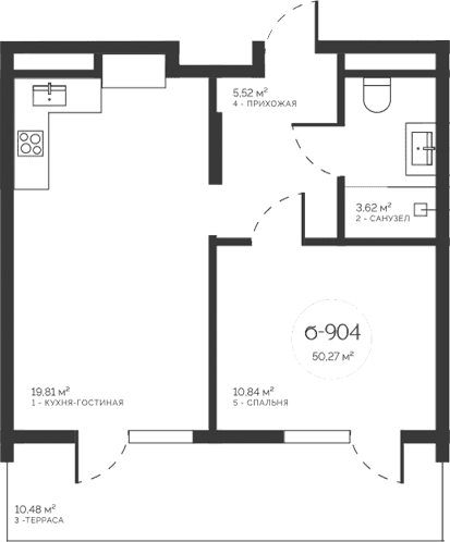 2-комн., 39.79 м²