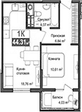 1-комн., 36.27 м²