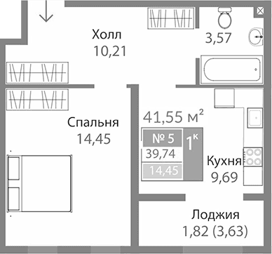 1-комн., 37.92 м²